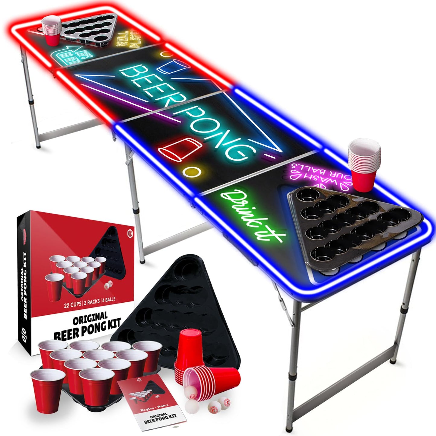 Tisch-Set mit Bechern, Racks und Bällen, Tisch + Set