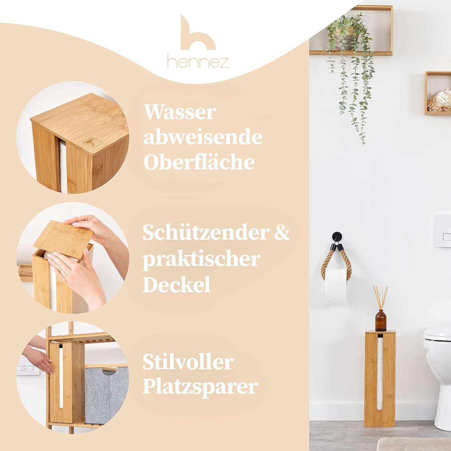 Toilettenpapierhalter Maria, Bambus Klorollenhalter