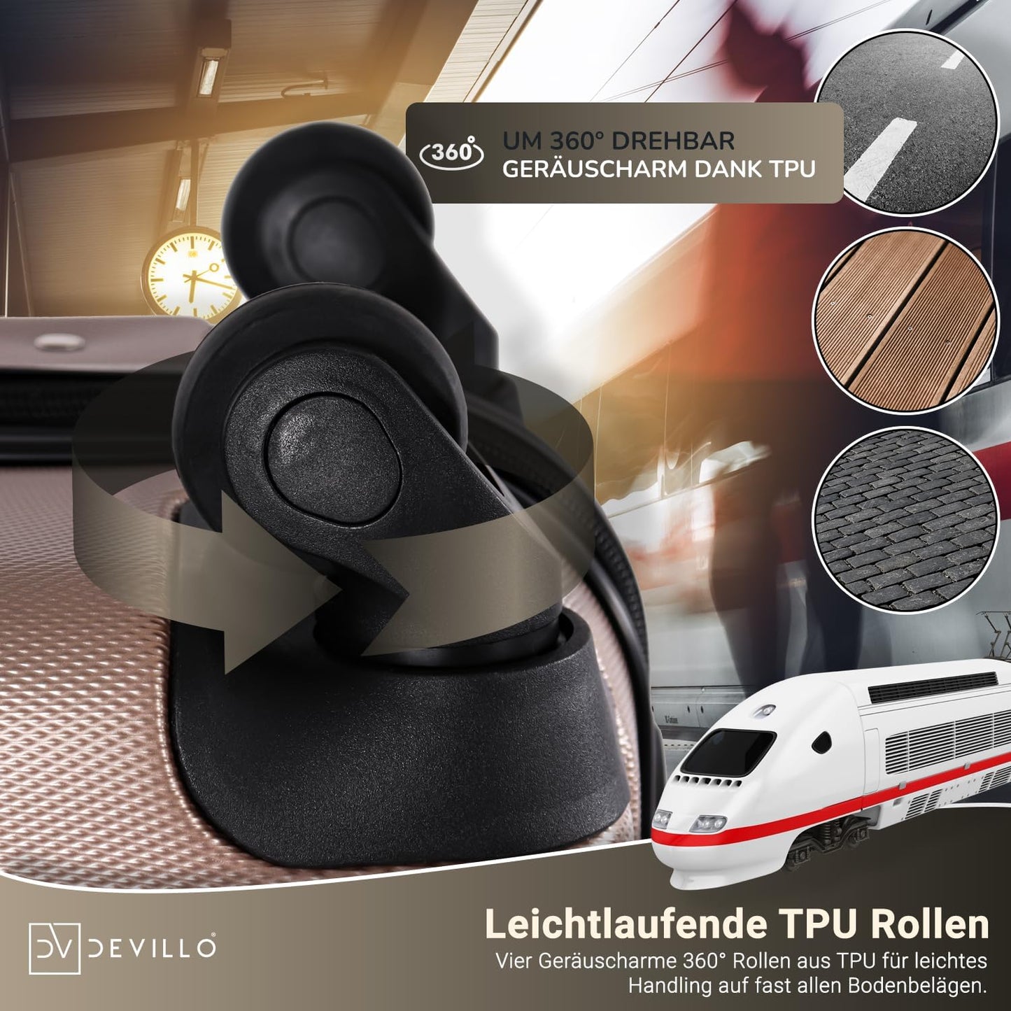 4-teiliges Hartschalenkofferset, Champagner (Creme)