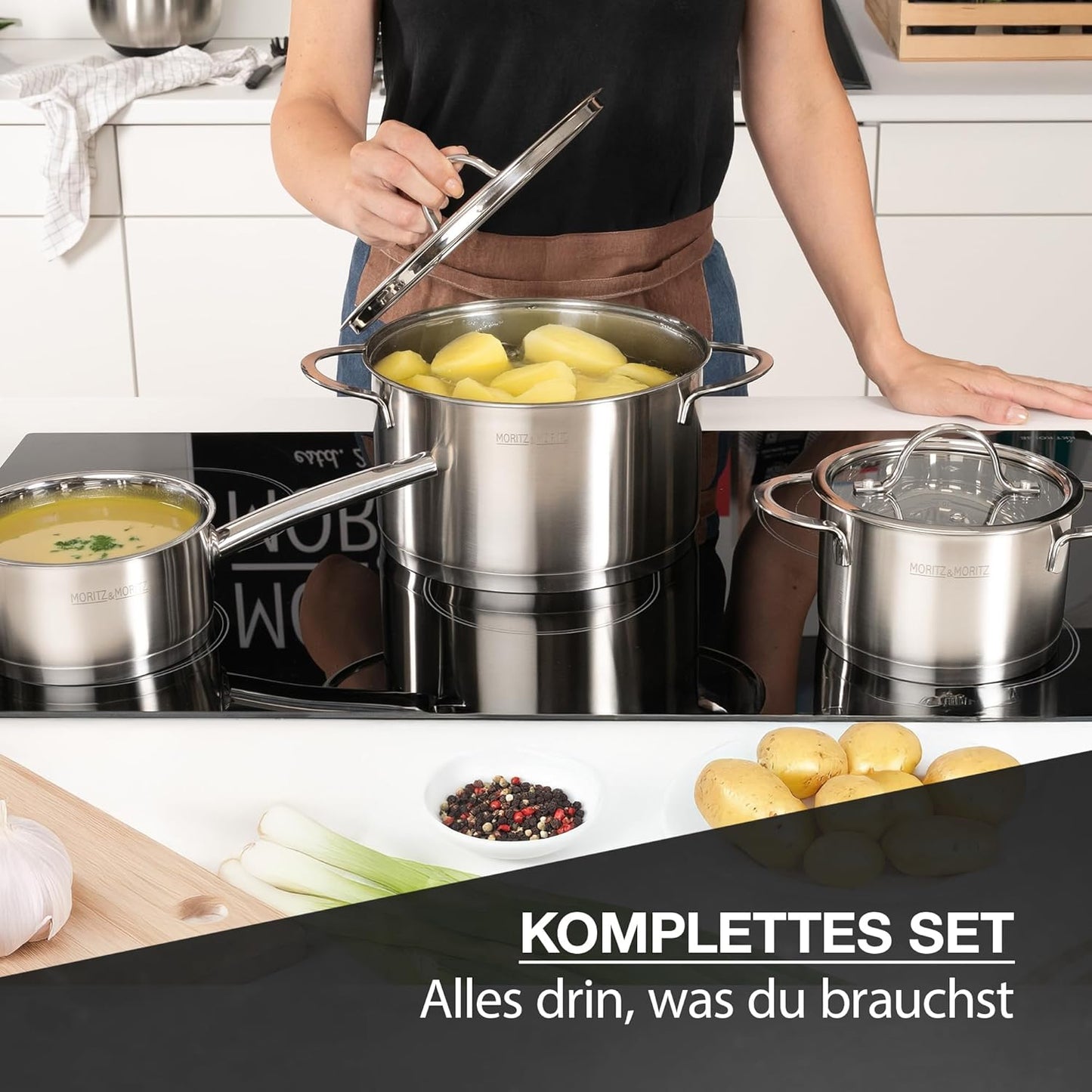 5-teiliges Kochtopfset mit Glasdeckeln