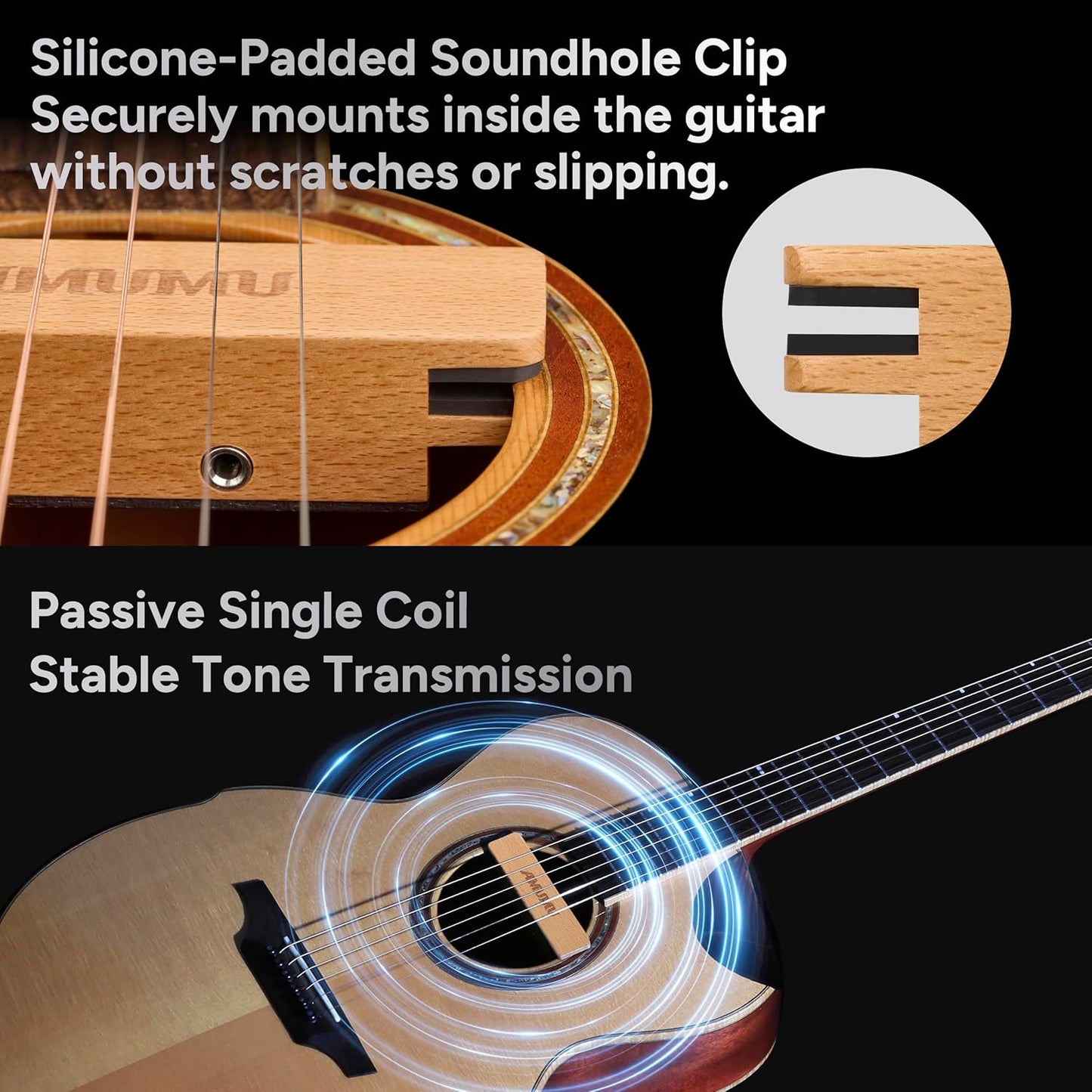Magnetischer Schallloch-Tonabnehmer für Akustikgitarren, Drill-Connect