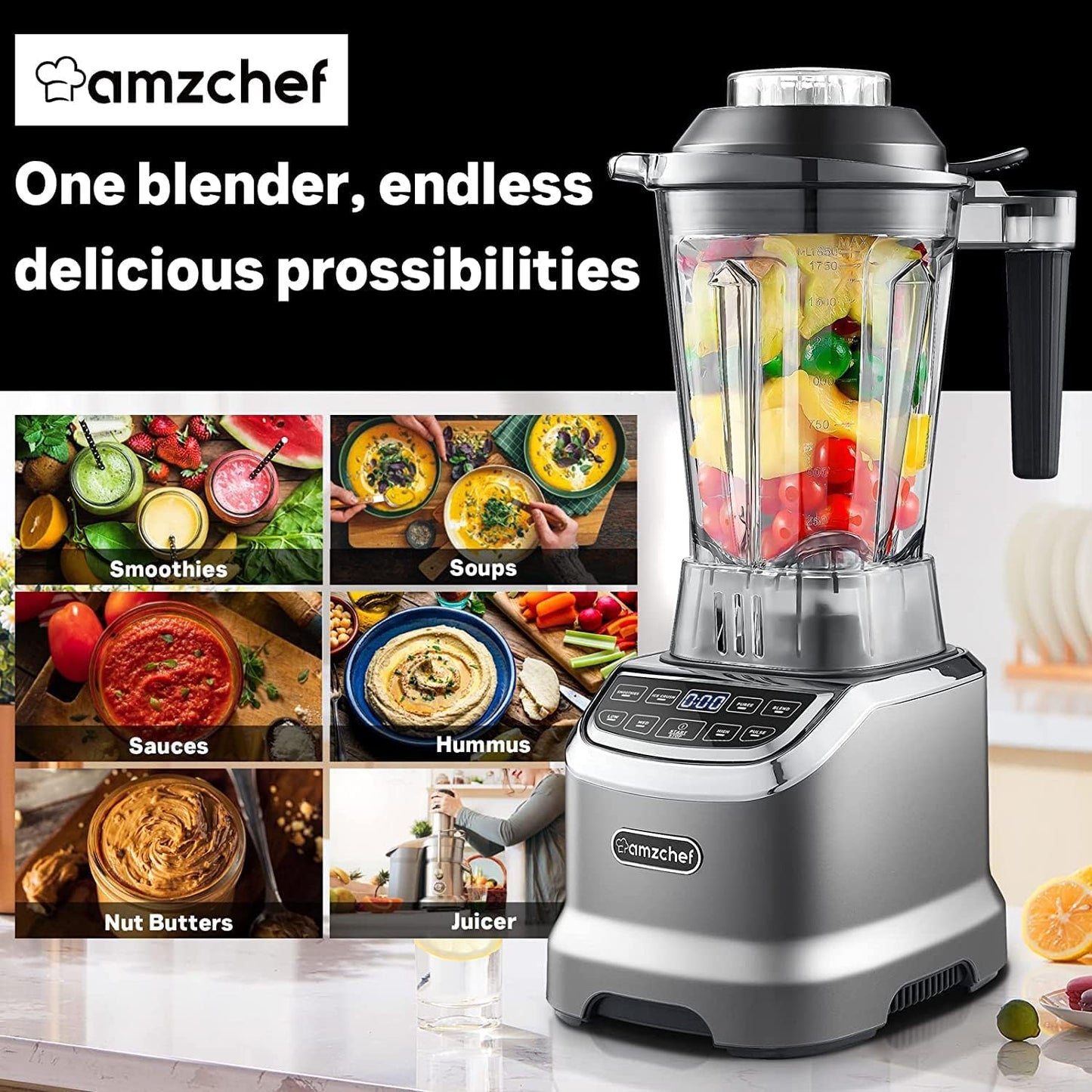Hochleistungsmixer, Mattes Grau ; Standmixer