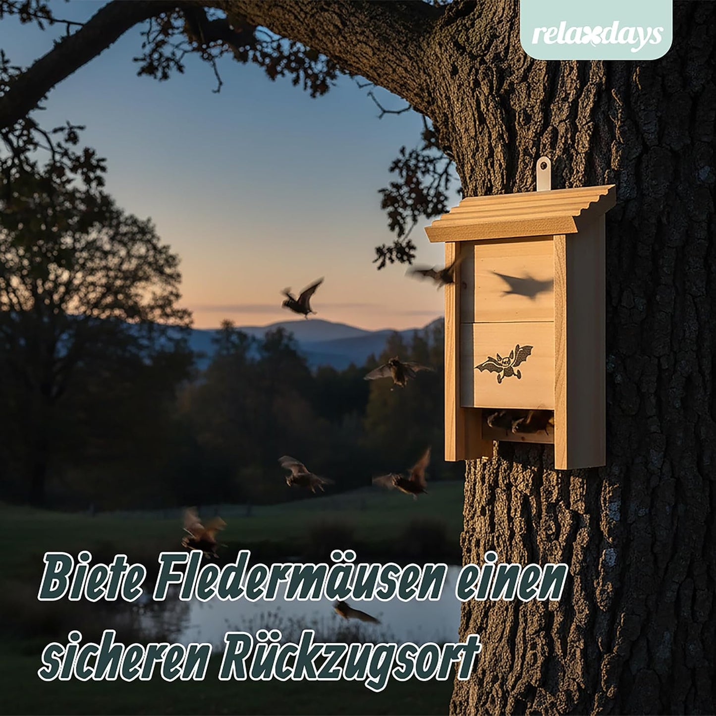 4-teiliges Fledermauskasten-Set, Natur