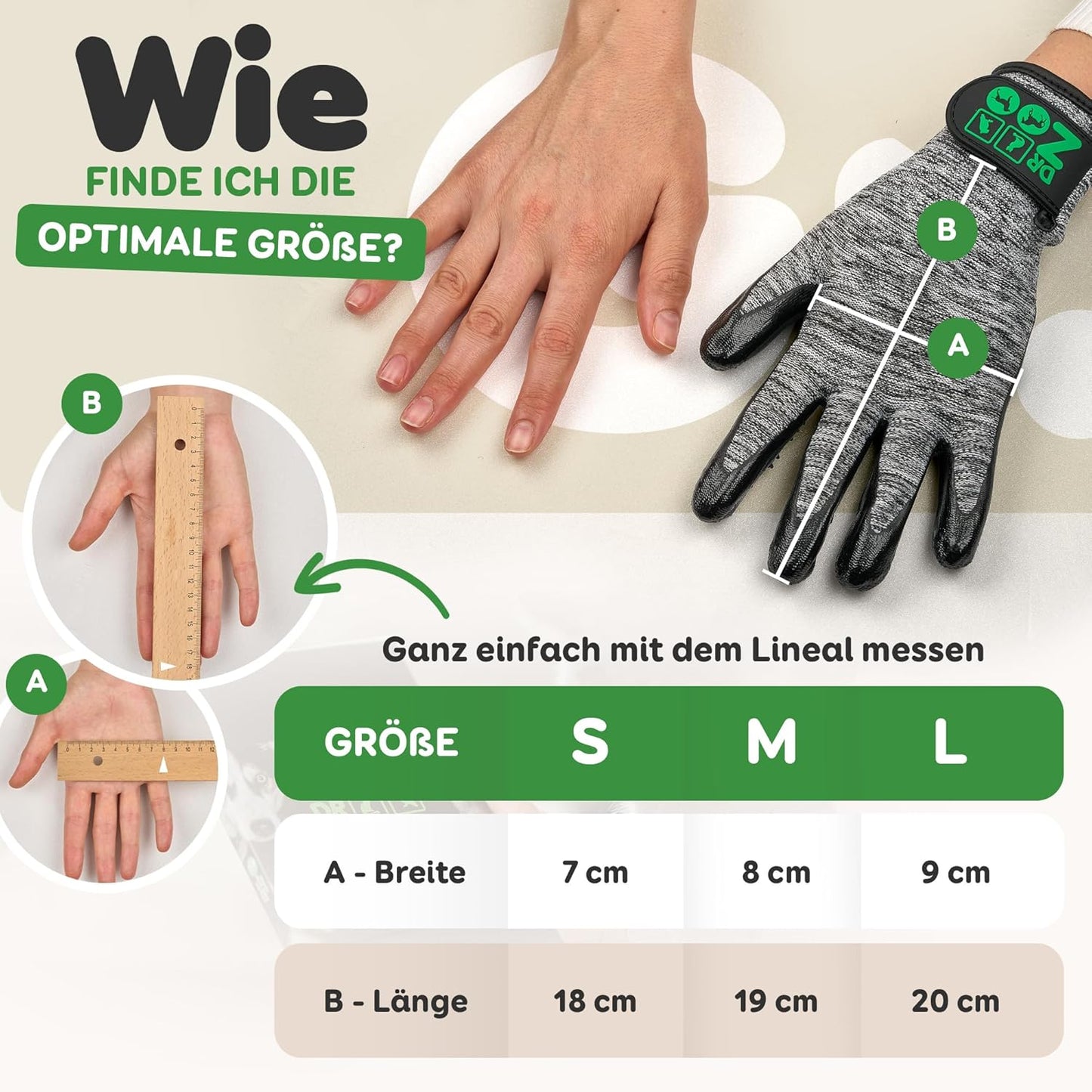 Fellpflegehandschuhe für Tiere (1 Paar, Grösse M), M