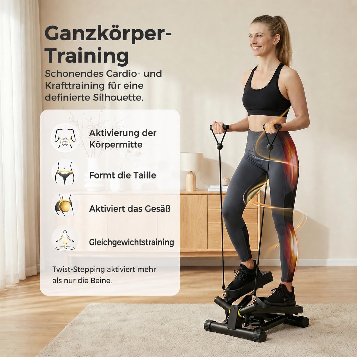 Twist Stepper mit Power Ropes