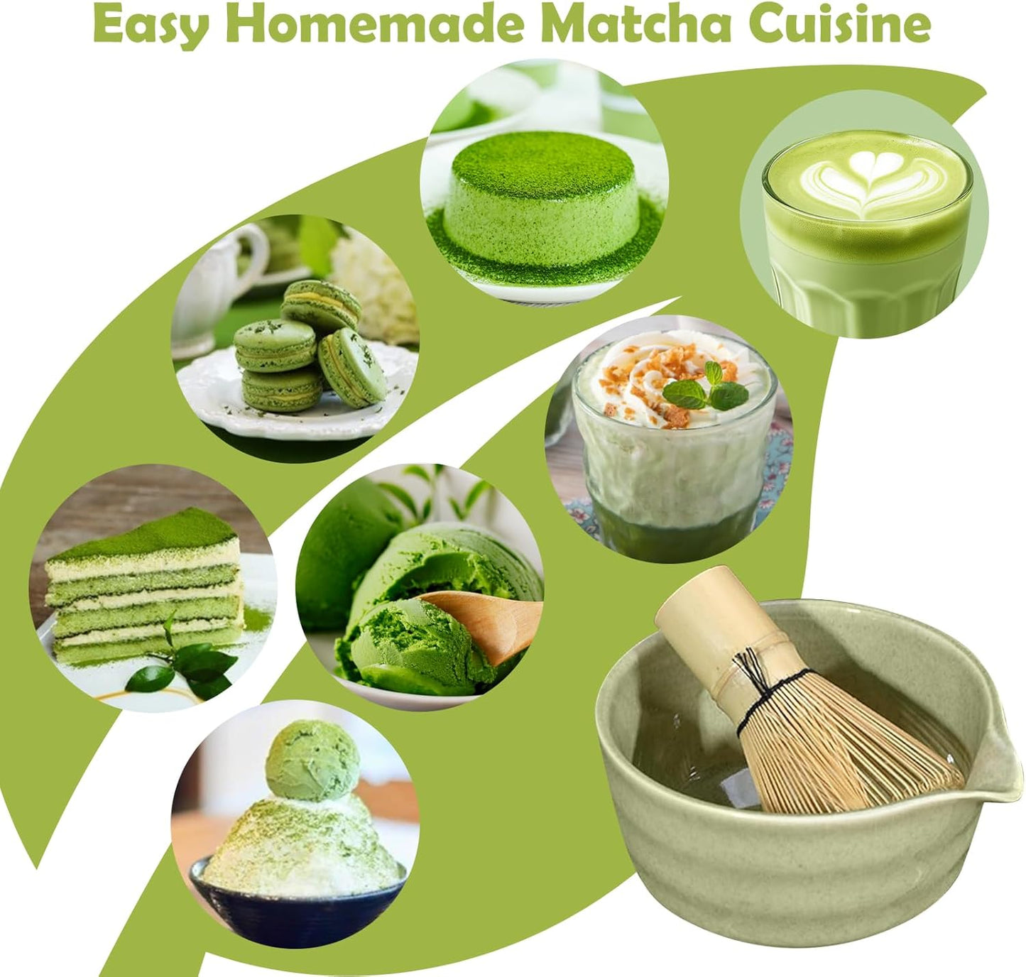 6-teiliges Matcha-Tee-Set, Grün Pflaume