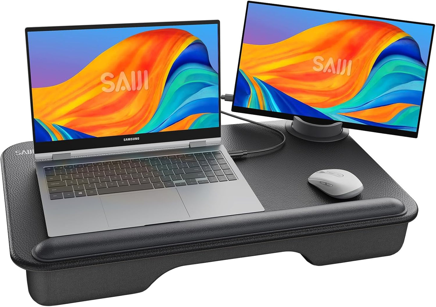 Laptopkissen mit Handgelenkauflage und Halterungen, Mit Tablet-Halterung Schwarz