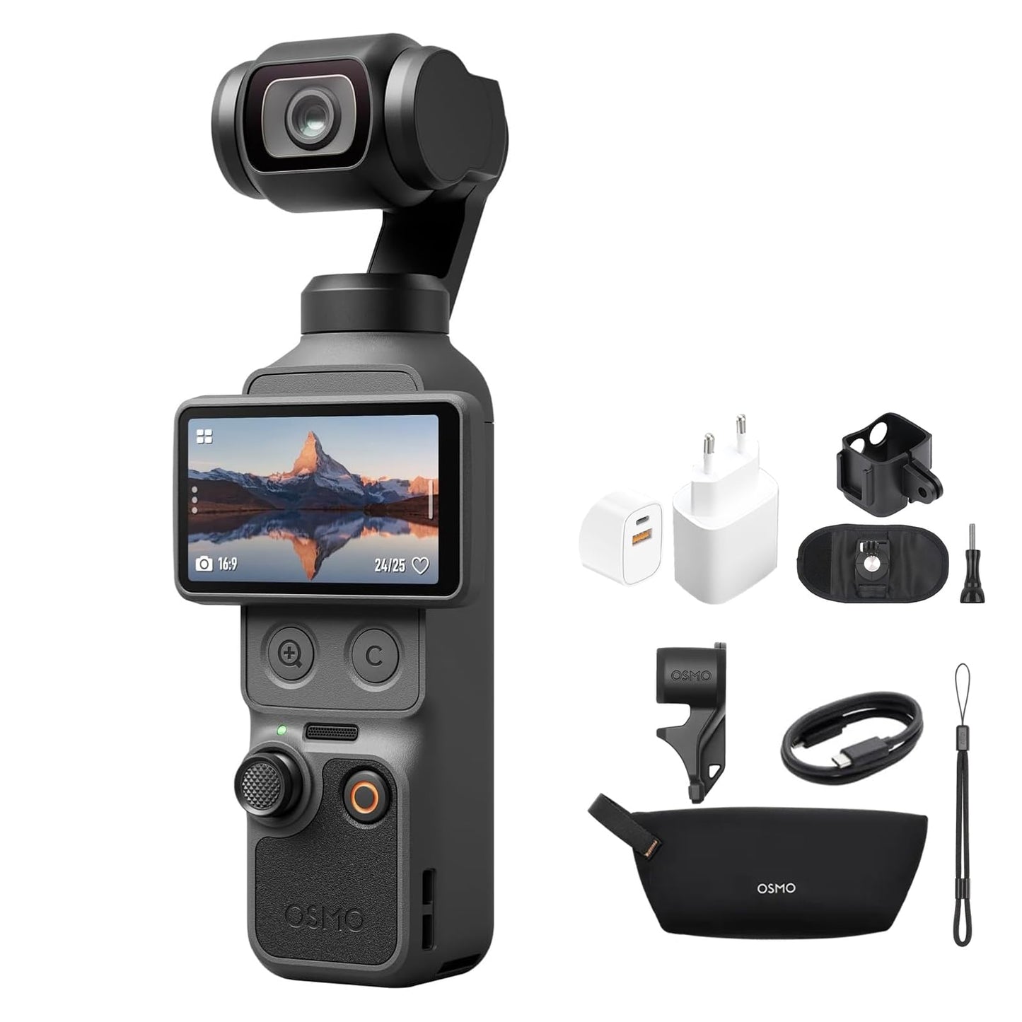 Osmo Pocket 4 Standard Combo, Rucksackhalterung Clip + Ladestecker