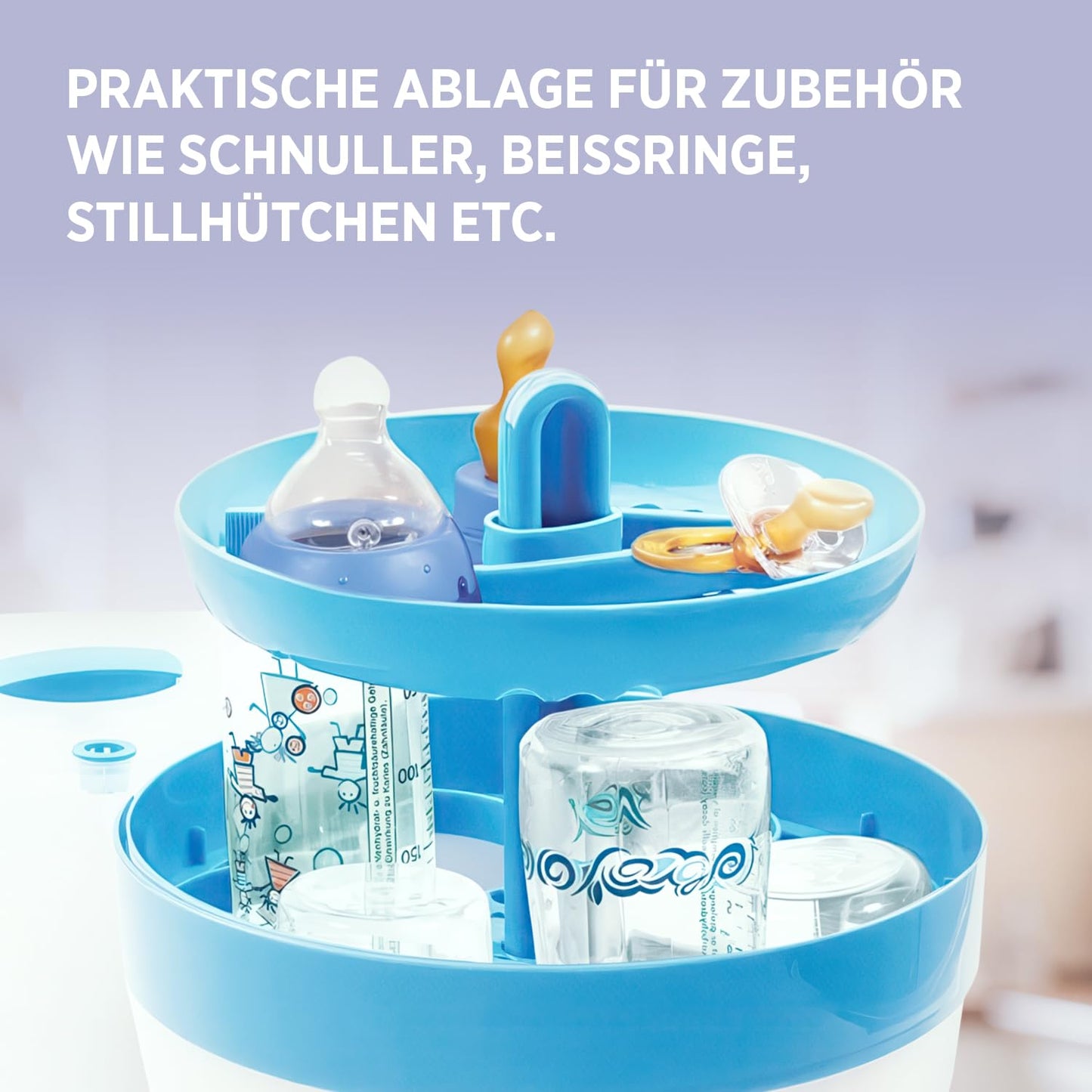 Sterilisator für Babyflaschen (6 Flaschen), Blau