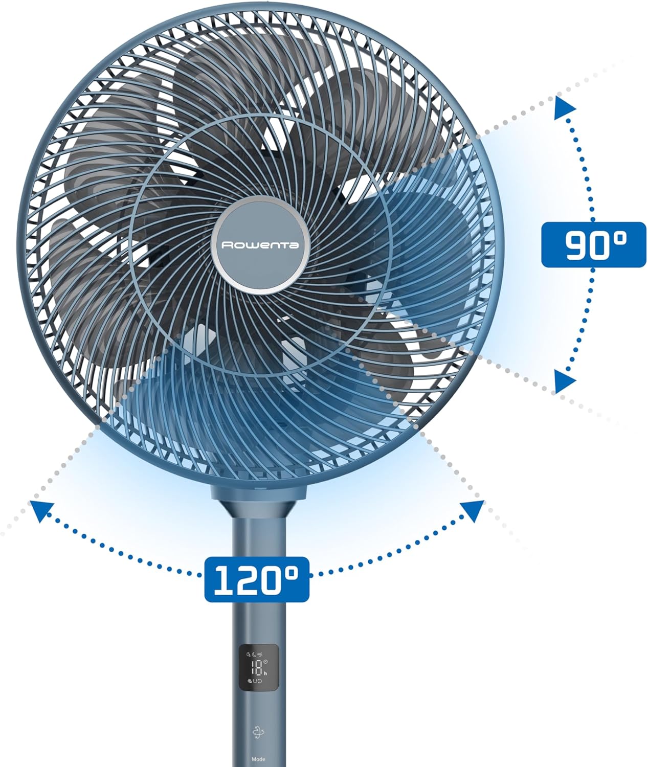 Turbo Swift Silence Standventilator mit 18 Geschwindigkeiten, Blau
