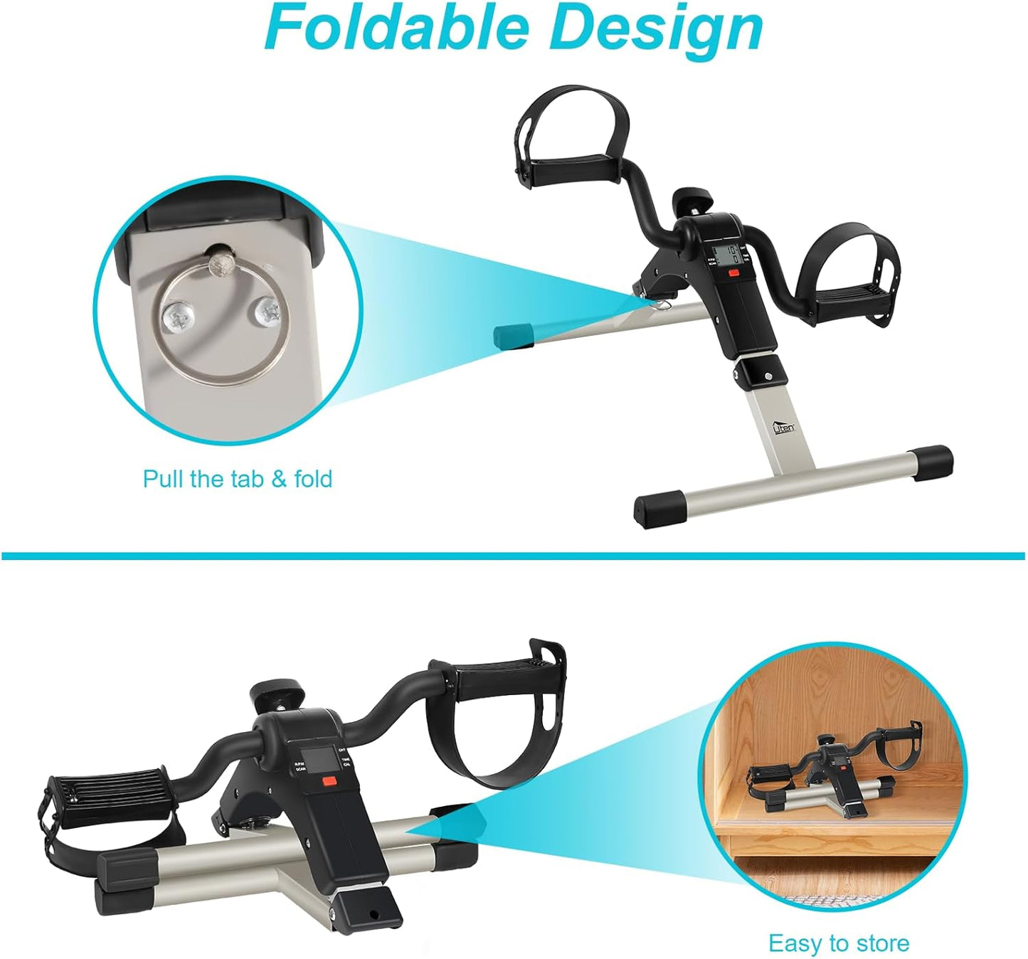 Mini Heimtrainer mit einstellbarem Widerstand, Schwarz Silber