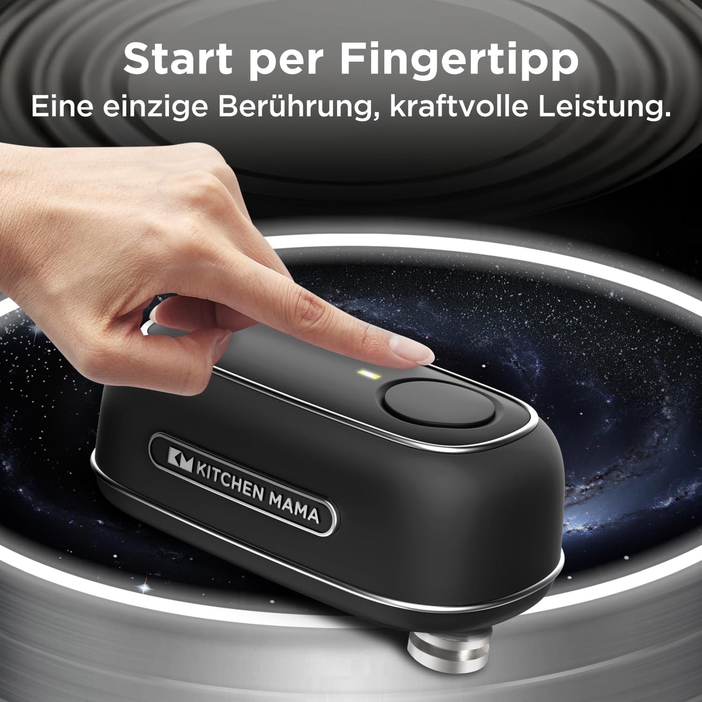 Wiederaufladbarer Dosenöffner mit USB-C und Auto-Abschaltung, Schwarz