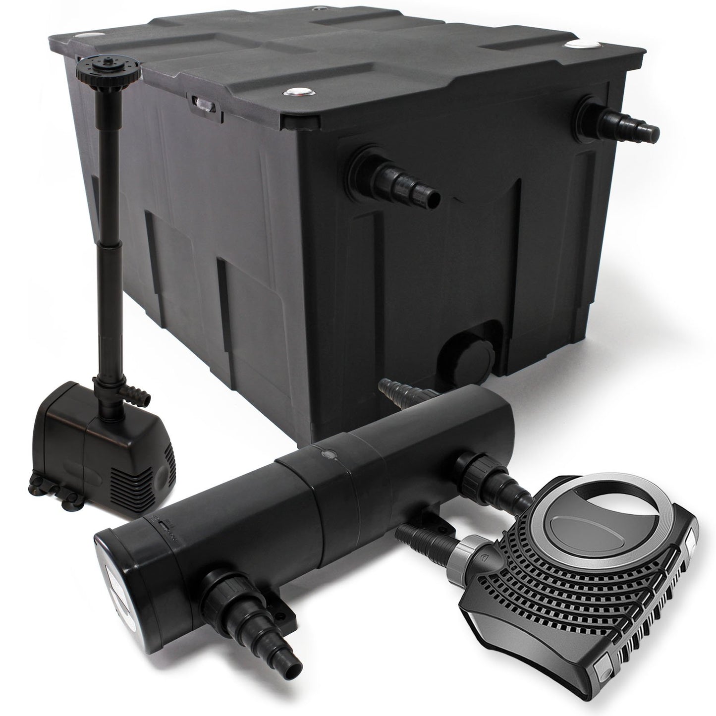 Teichfilter-Komplettset CBF-550 bis 60000L, CBF-550 Filter+10000l/h Pumpe+36W UVC Lampe+16W Springbrunnenpumpe