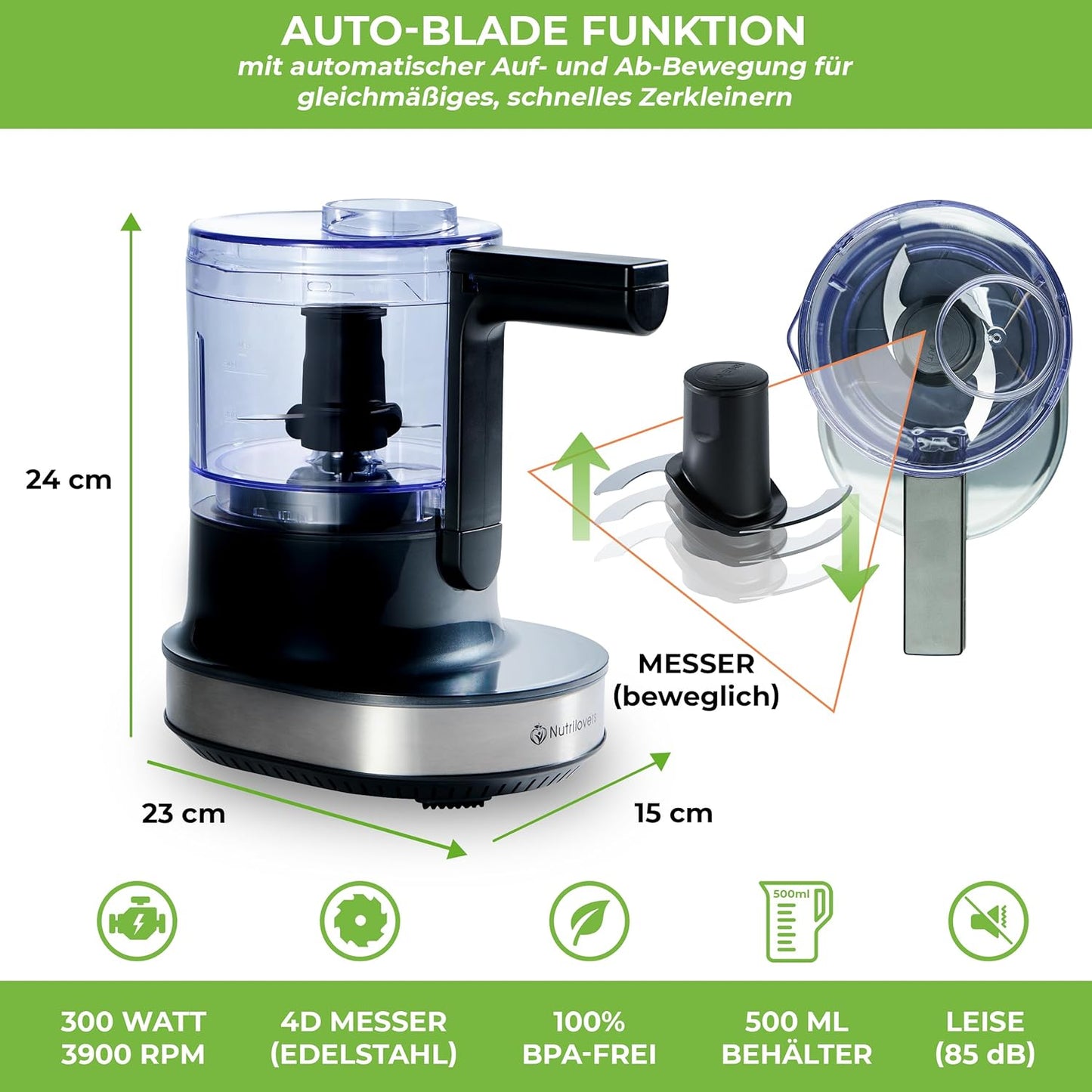 4D Küchen-Zerkleinerer Nutri-Chopper mit Auto-Blade
