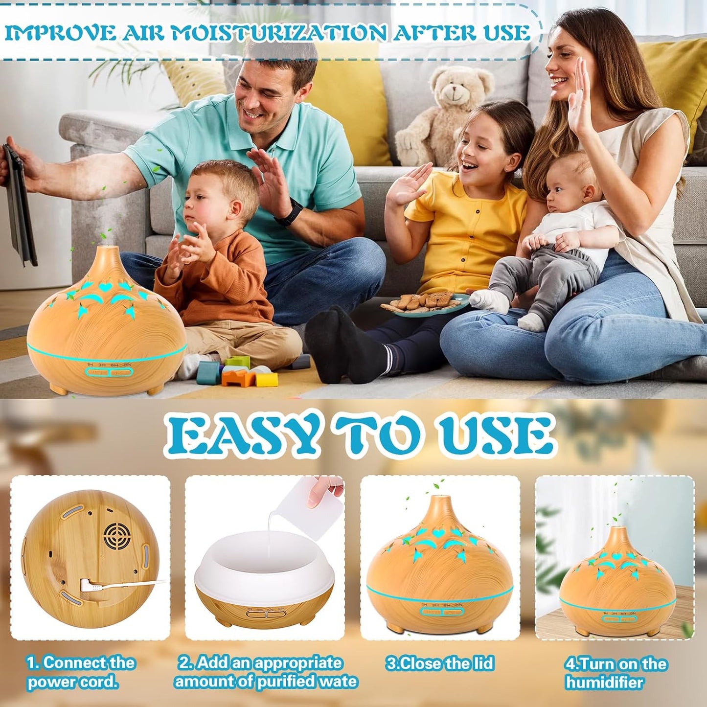 Aroma Diffuser 550ML mit Fernbedienung und Timer