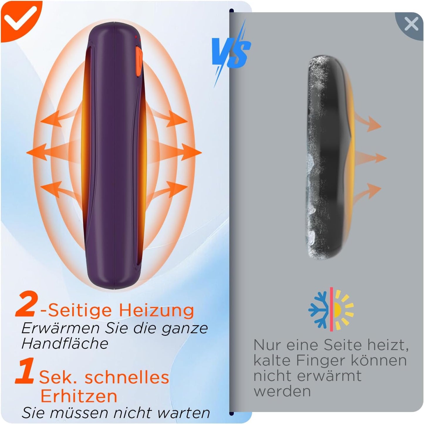 Elektrische Handwärmer 2er-Pack mit Ladecase, Violett