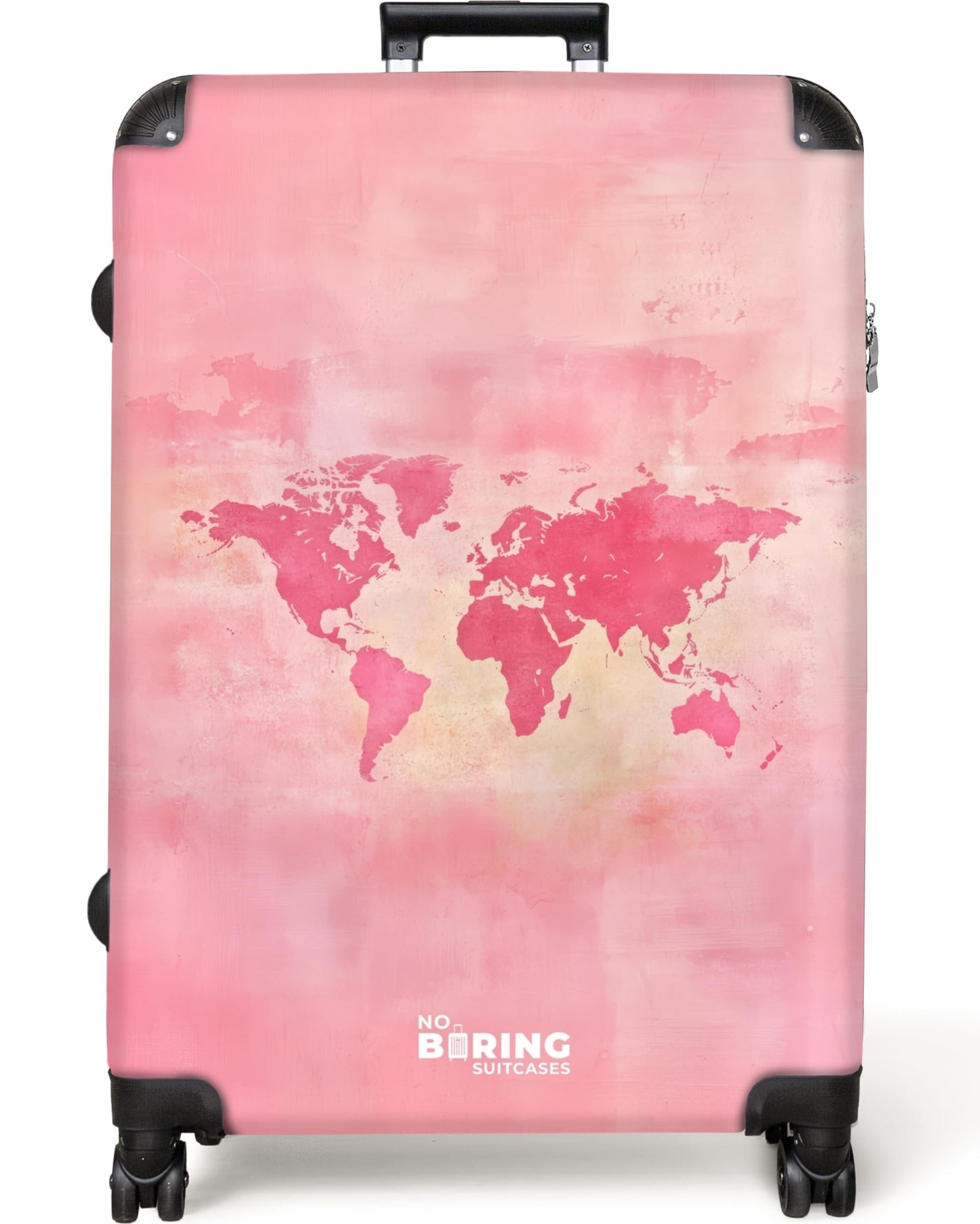 Reisekoffer XL Hartschale mit Rollen (77 cm), Weltkarte - Pink Grösse XL