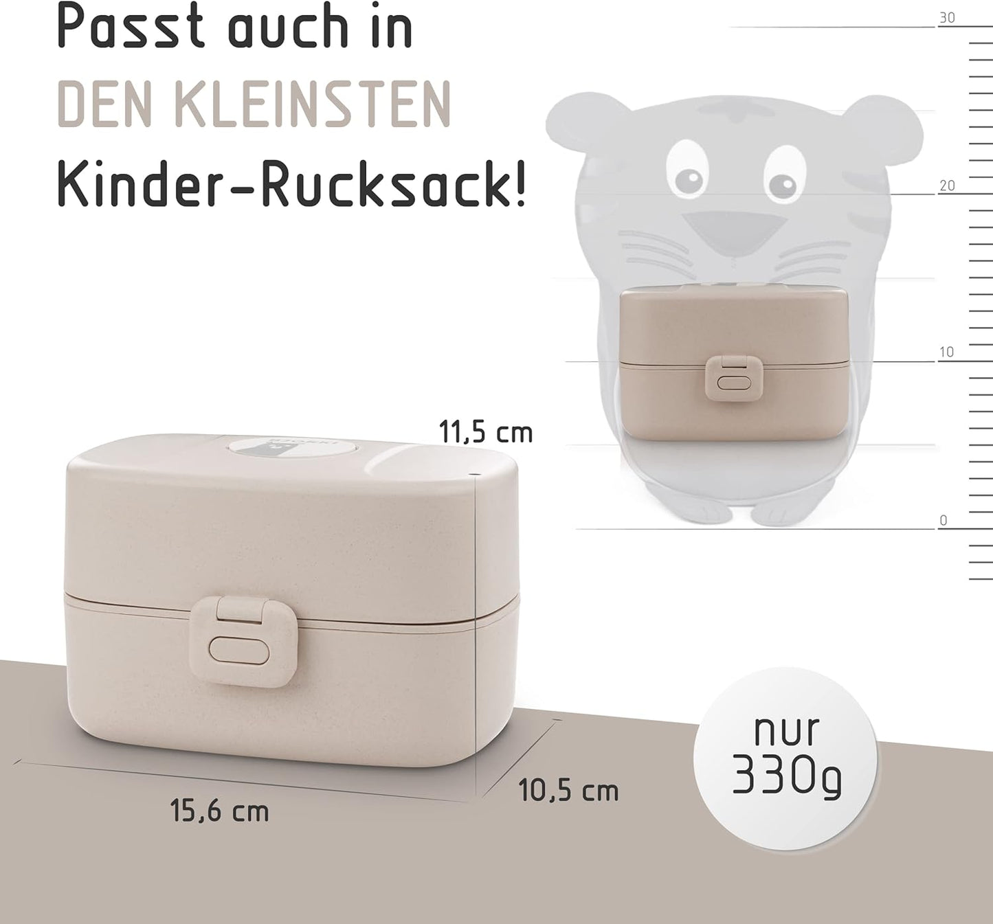 Bento Box für Kinder mit Namenssticker, Pastell Beige