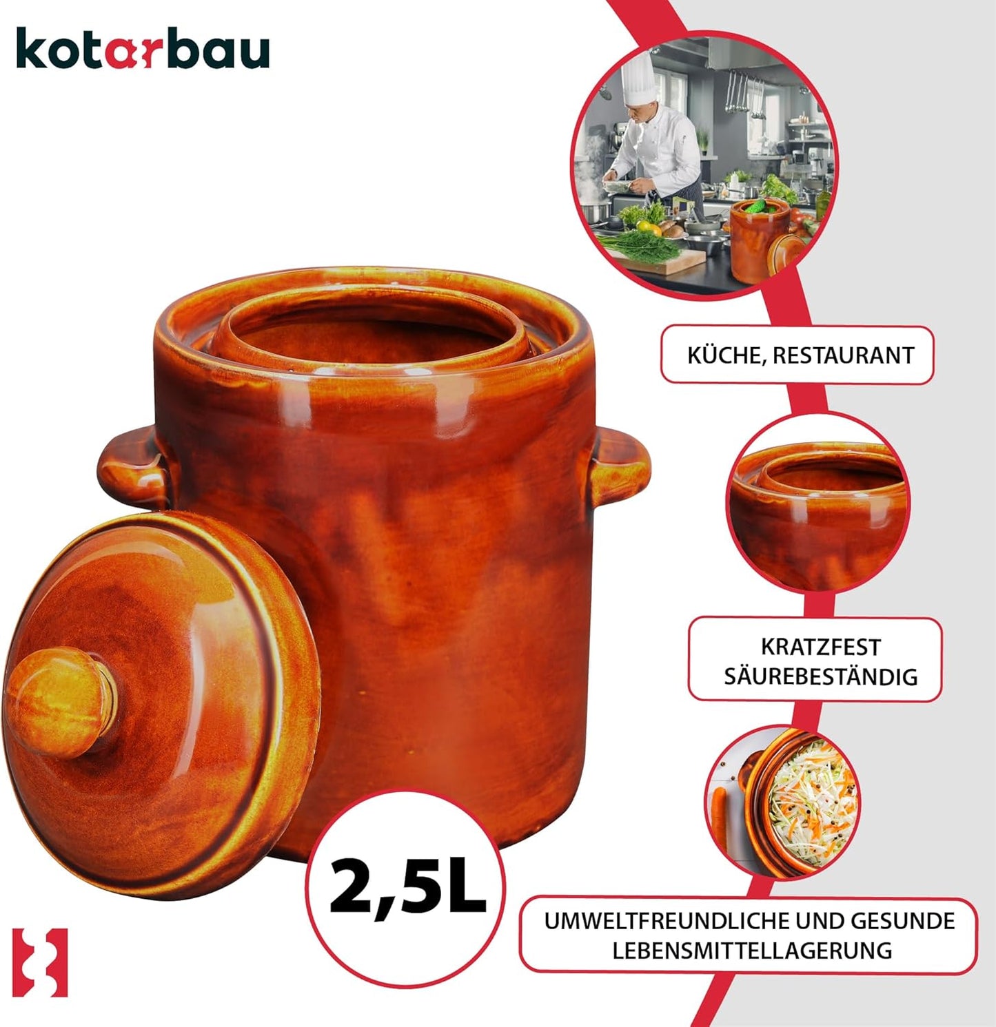 Gärtopf, 2,5L, 2,5 L Braun