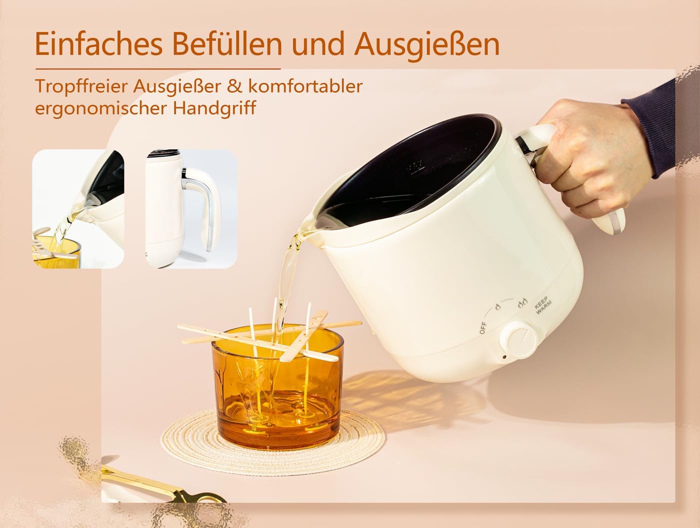 Wachsschmelzer mit Ausgiesser für Kerzenherstellung