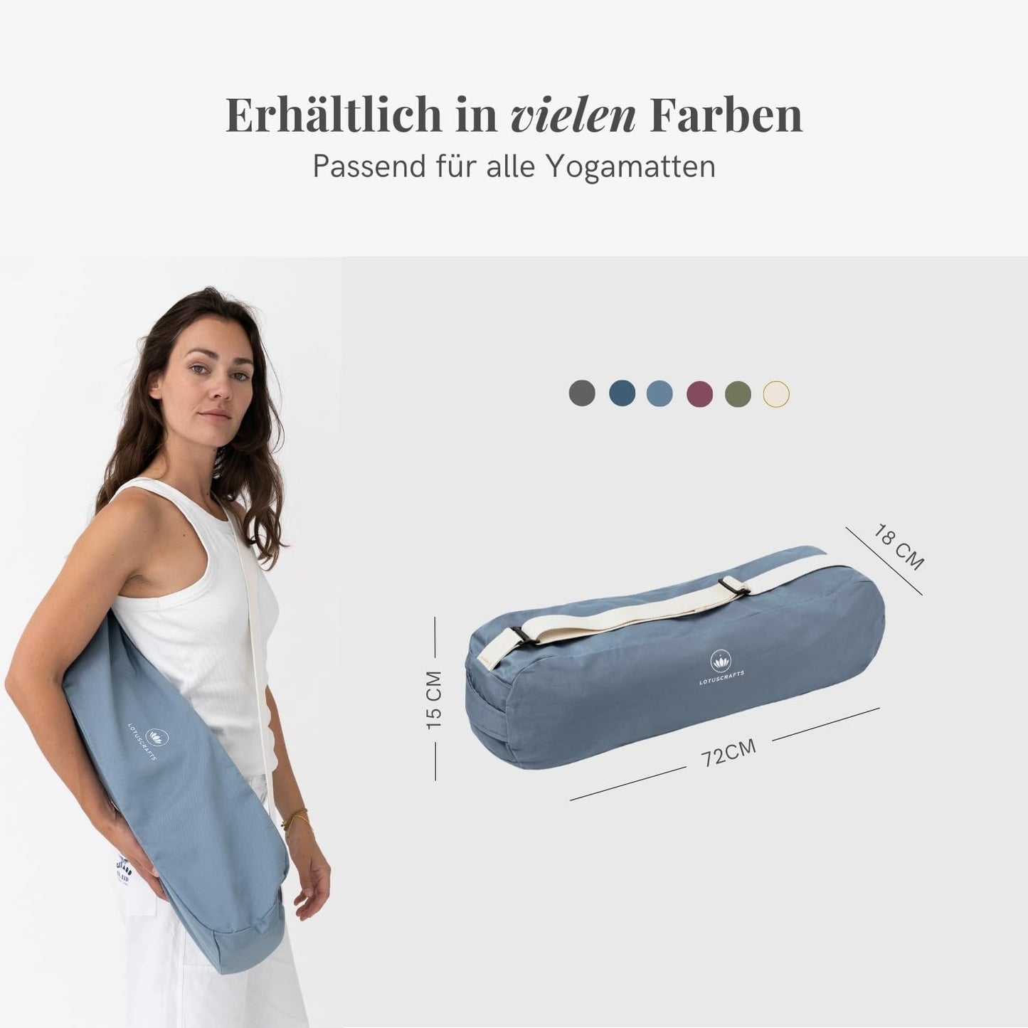 Yogatasche Pune aus Bio-Baumwolle 72 cm, Indigo Dust