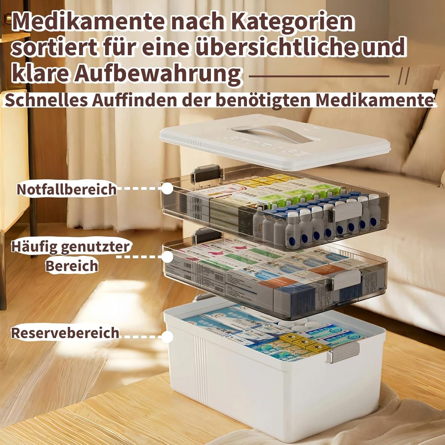 3-stöckige Medikamenten-Aufbewahrung