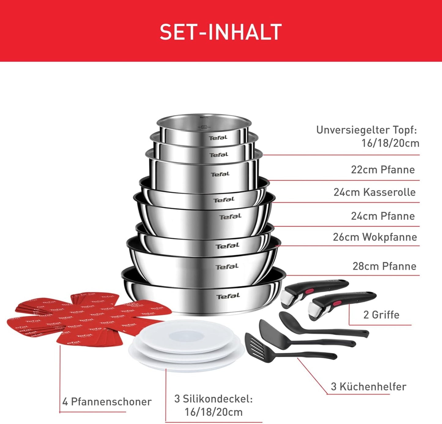 Ingenio Emotion Topf- und Pfannenset, 20-tlg. Set