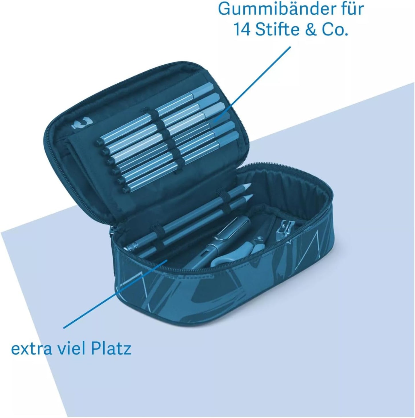 Schlamperbox mit Trenn- und Reissverschlussfach, Korall