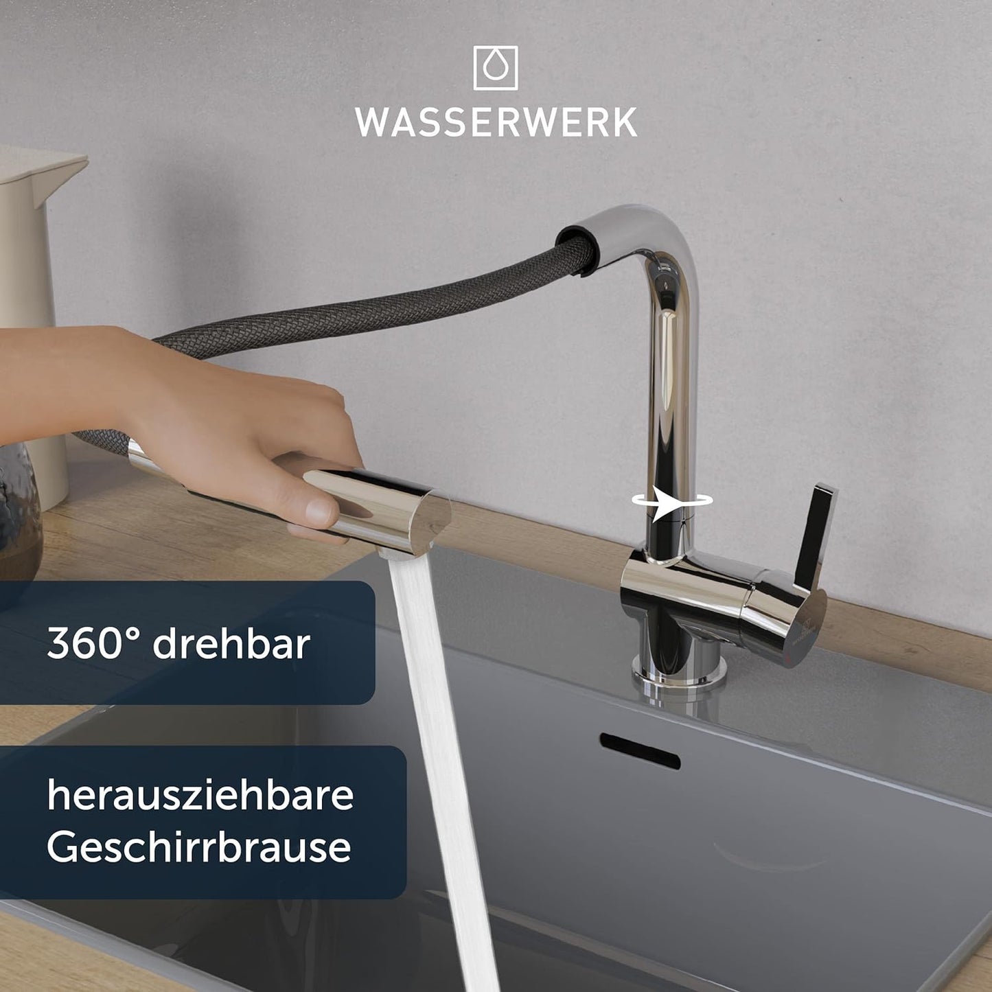 Spültischarmatur mit Ausziehauslauf, Chrom, Ausziehbar