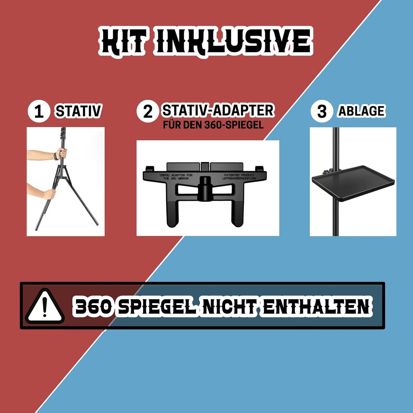 Stativadapter für 360° True Crystal Spiegel, Stativ + Adapter