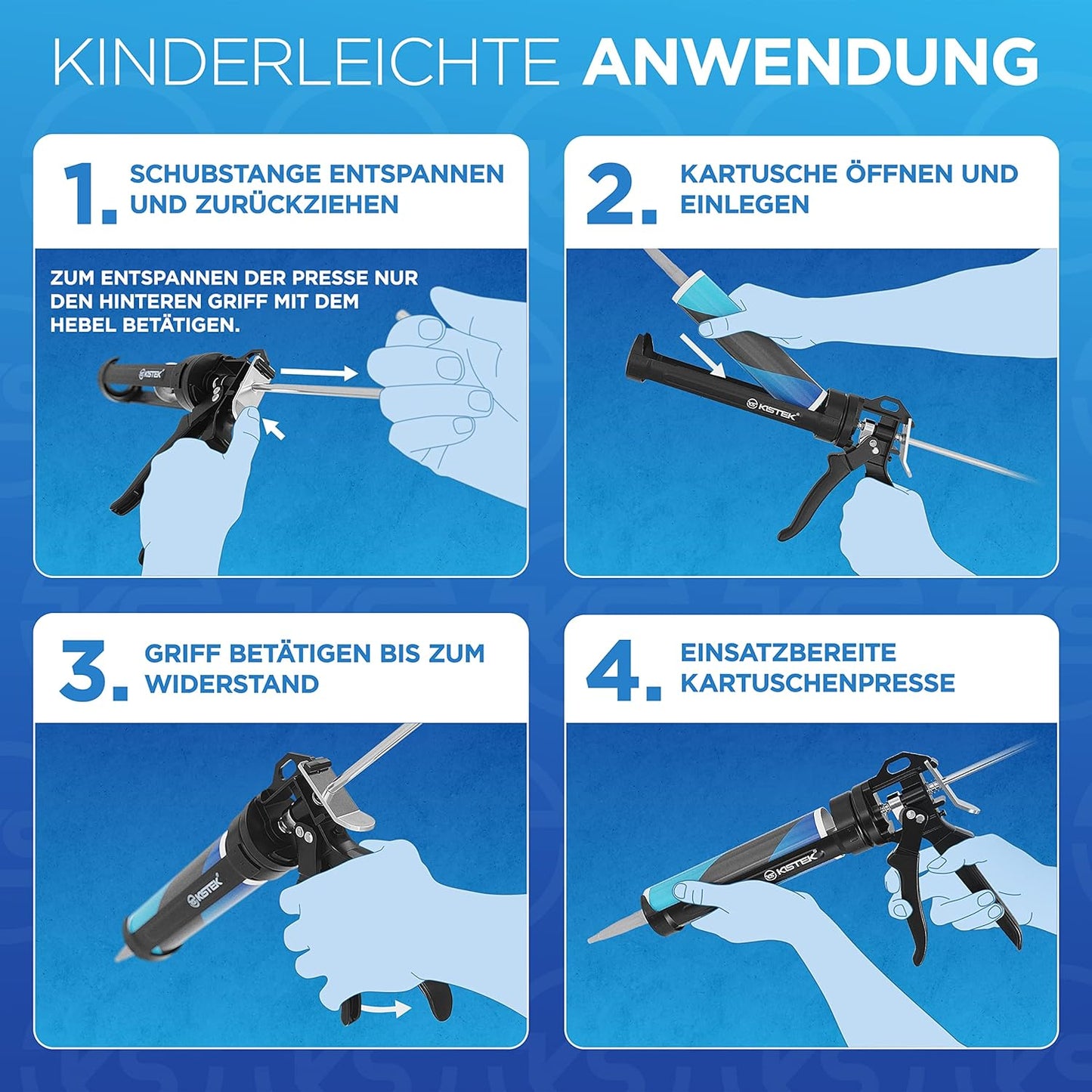 Profi Kartuschenpresse mit 24:1 Übersetzung, KISTEK® Kartuschenpresse 310ml