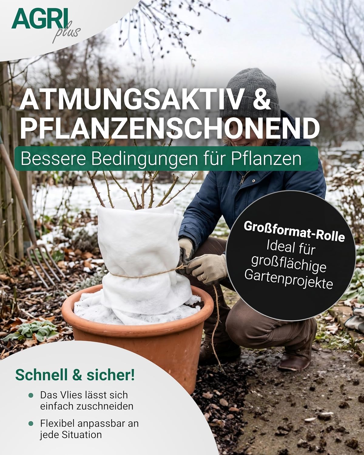 Frostschutzvlies 30 g/m², reissfest & atmungsaktiv, 1,60 x 100 m