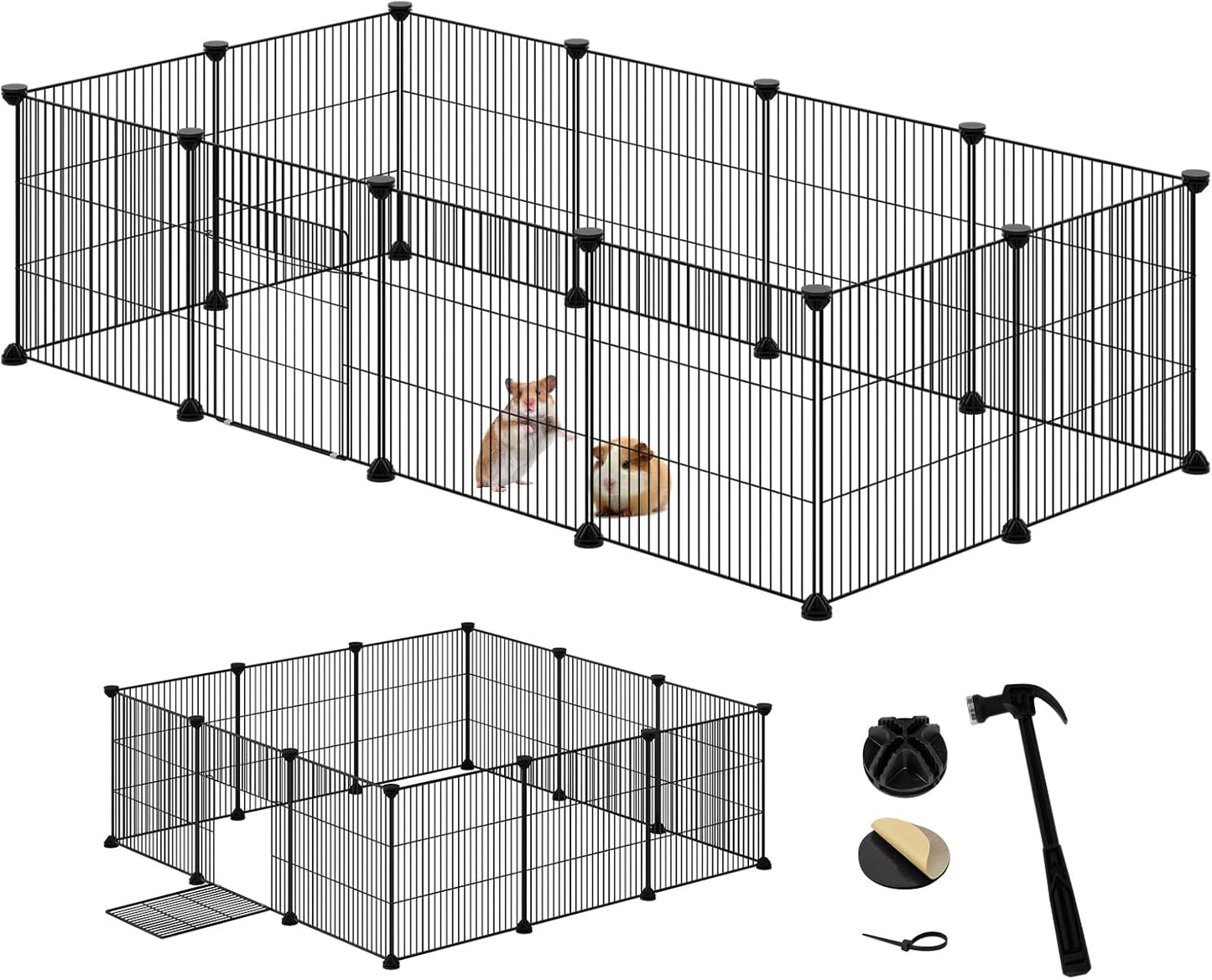 Kleintiergehege, Schwarz 142 x 36 x 72 cm