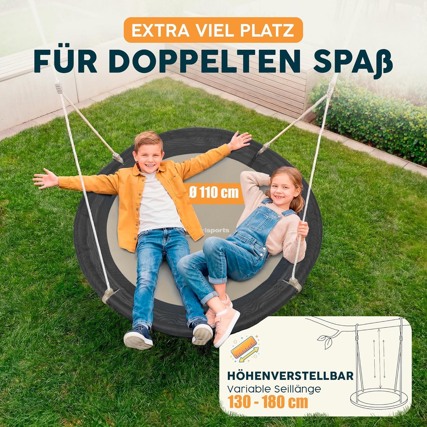 Höhenverstellbare Nestschaukel mit Schutzplane, Graphit