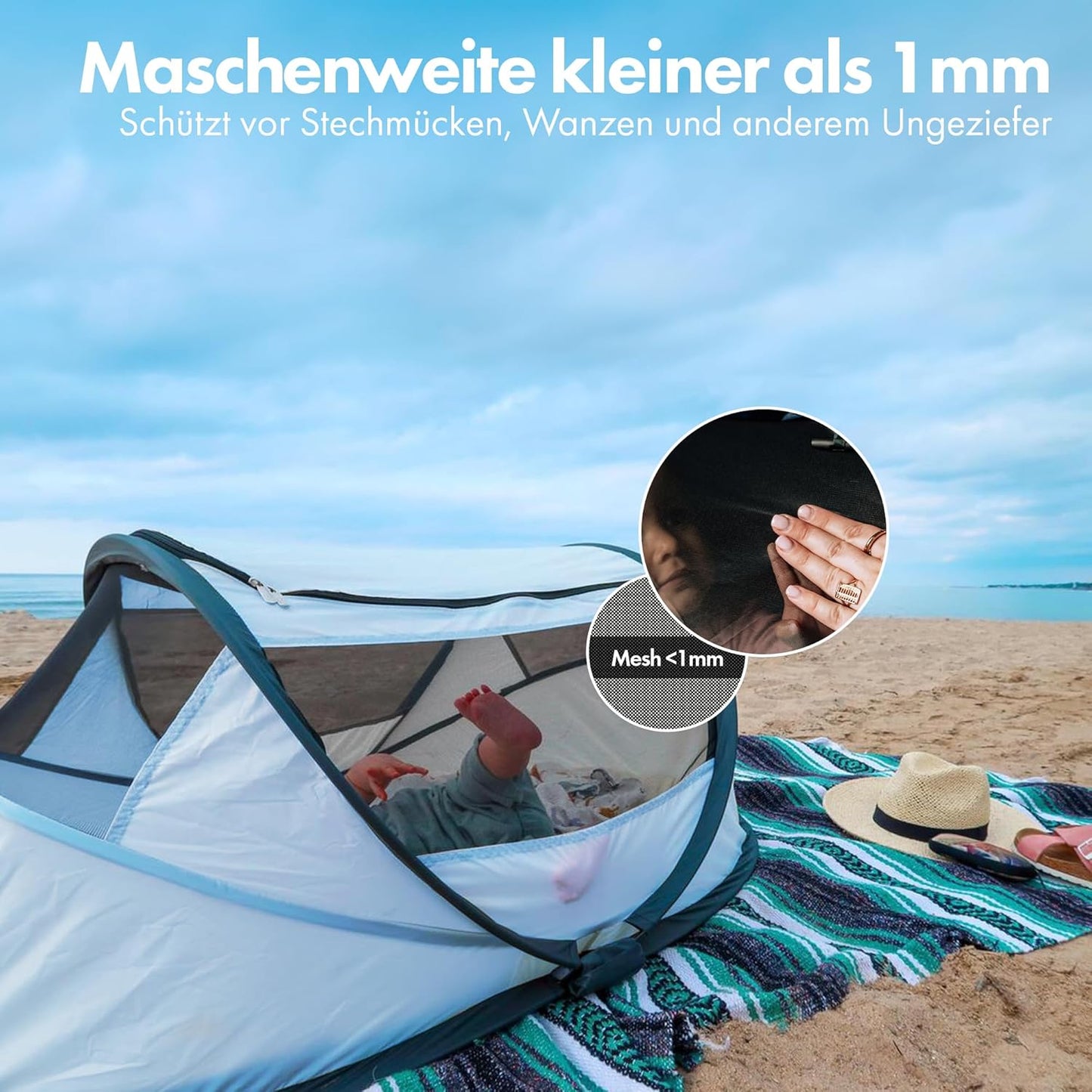 BabyBox Campingbett – Leicht und Faltbar, Blau