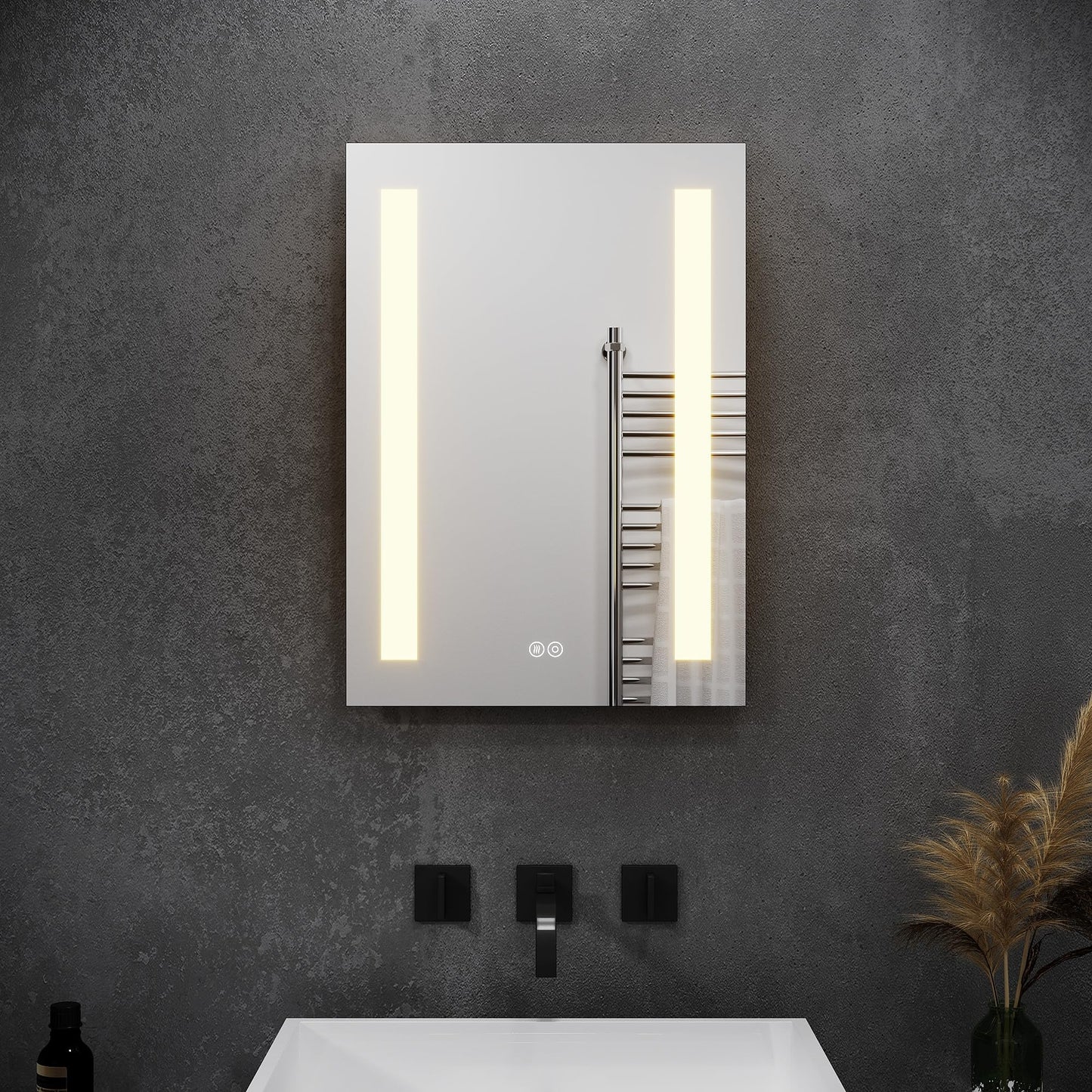 Badspiegel mit LED-Beleuchtung und Touch-Schalter, 70L x 50B cm Weiss-6