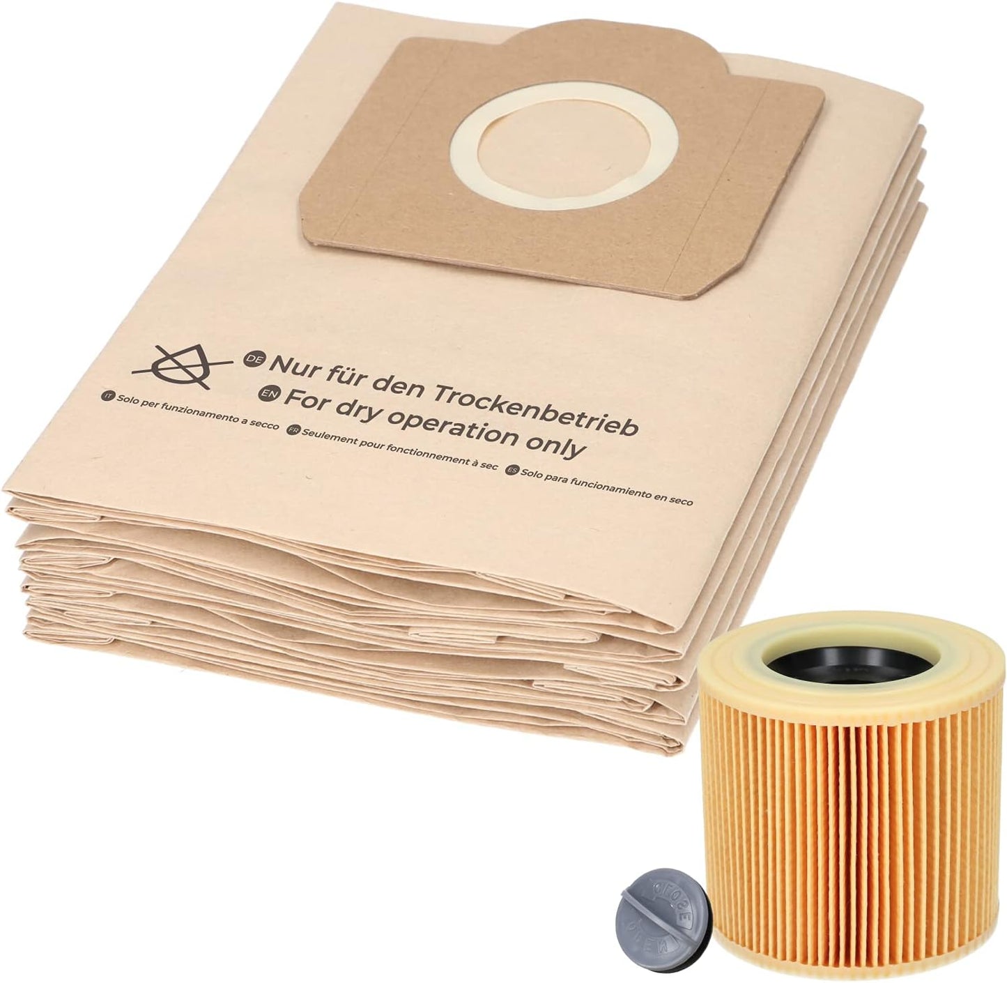 10-teiliges Staubsaugerbeutel Set für Kärcher, 10 Beutel + 1 Filter A 2604, A 2204, A 2254