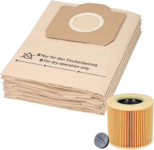 10-teiliges Staubsaugerbeutel Set für Kärcher, 10 Beutel + 1 Filter A 2604, A 2204, A 2254