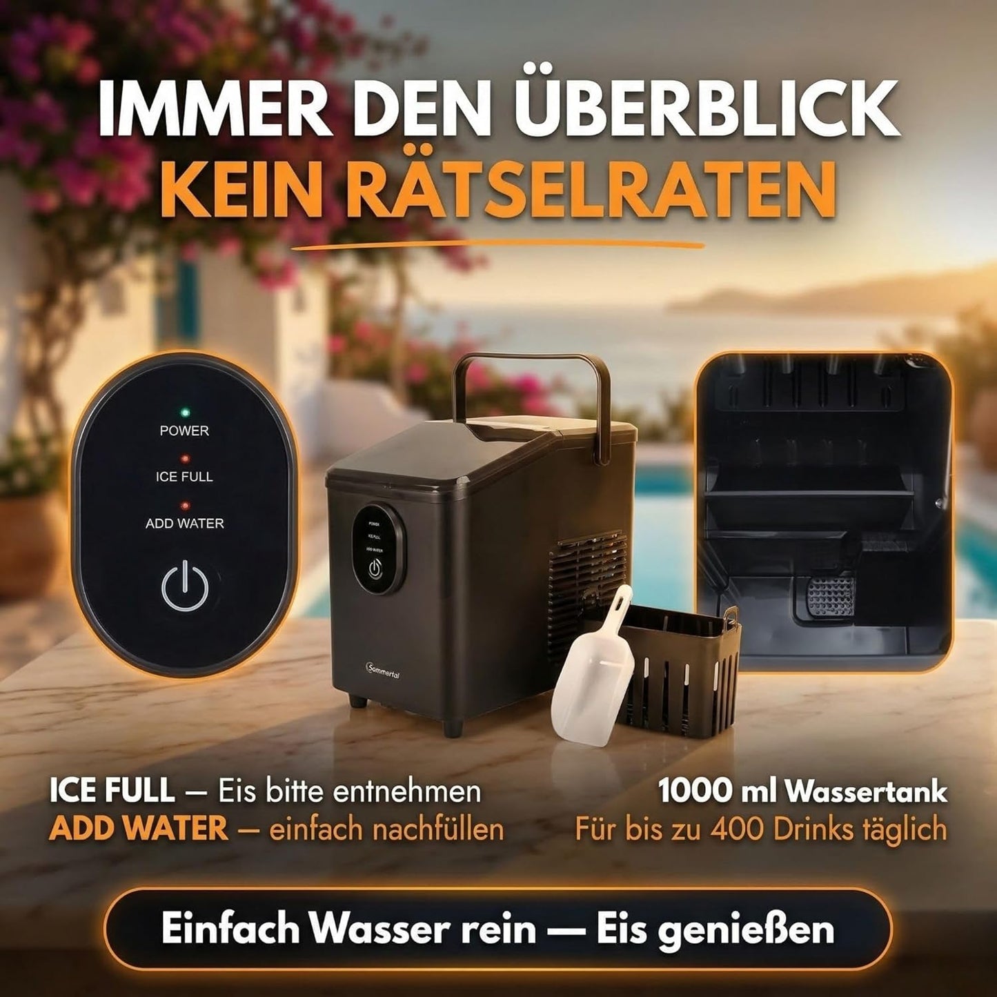 Eiswürfelmaschine EM12, Schwarz