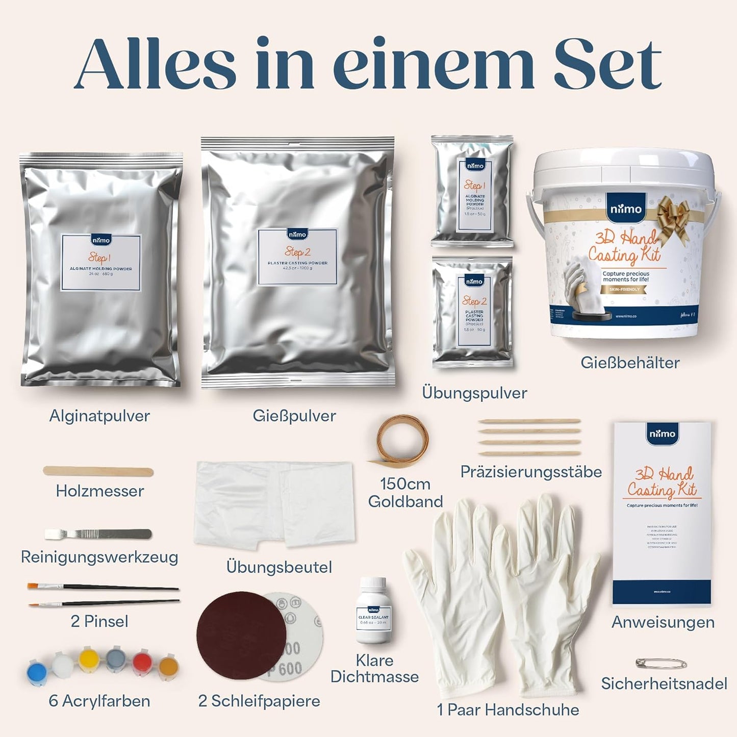 3D Handabdruck-Set für Paare, Deluxe Gipsabdruck-Set