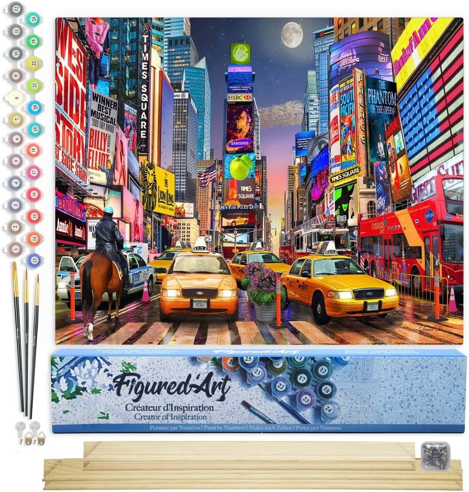 Malen nach Zahlen Set mit Rahmen (40x50cm), Timesquare 40x50cm Mit Keilrahmen (nicht gespannt)