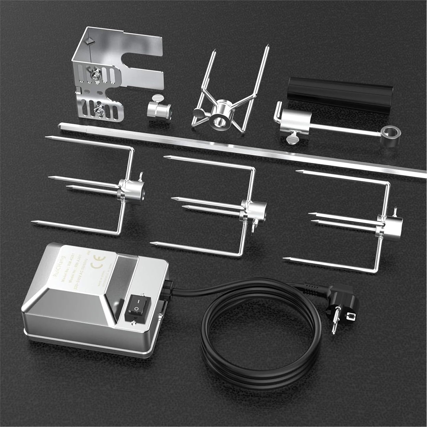 BRK-6032 universal Rotisserie Drehspiess mit Motor (100 cm)