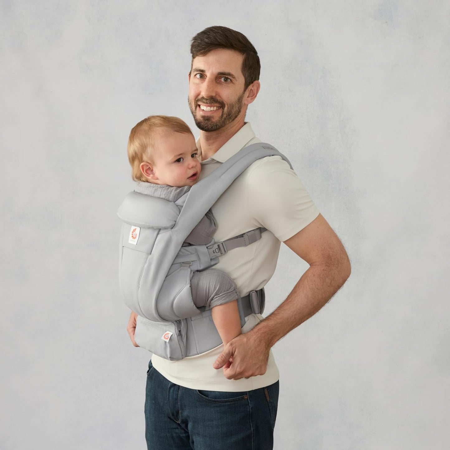 Ergonomische Babytrage, Pearl Grey Baumwolle