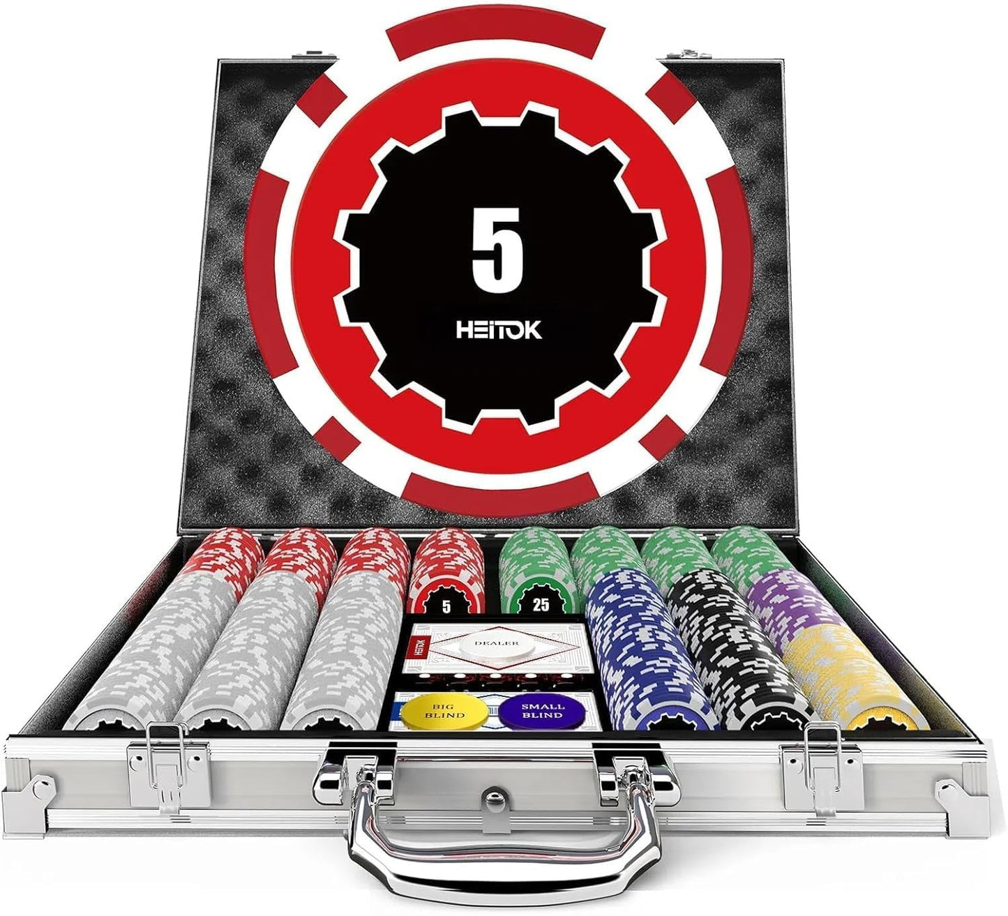 Poker Set im Alukoffer, 500 Chips mit Zahlen Alukoffer