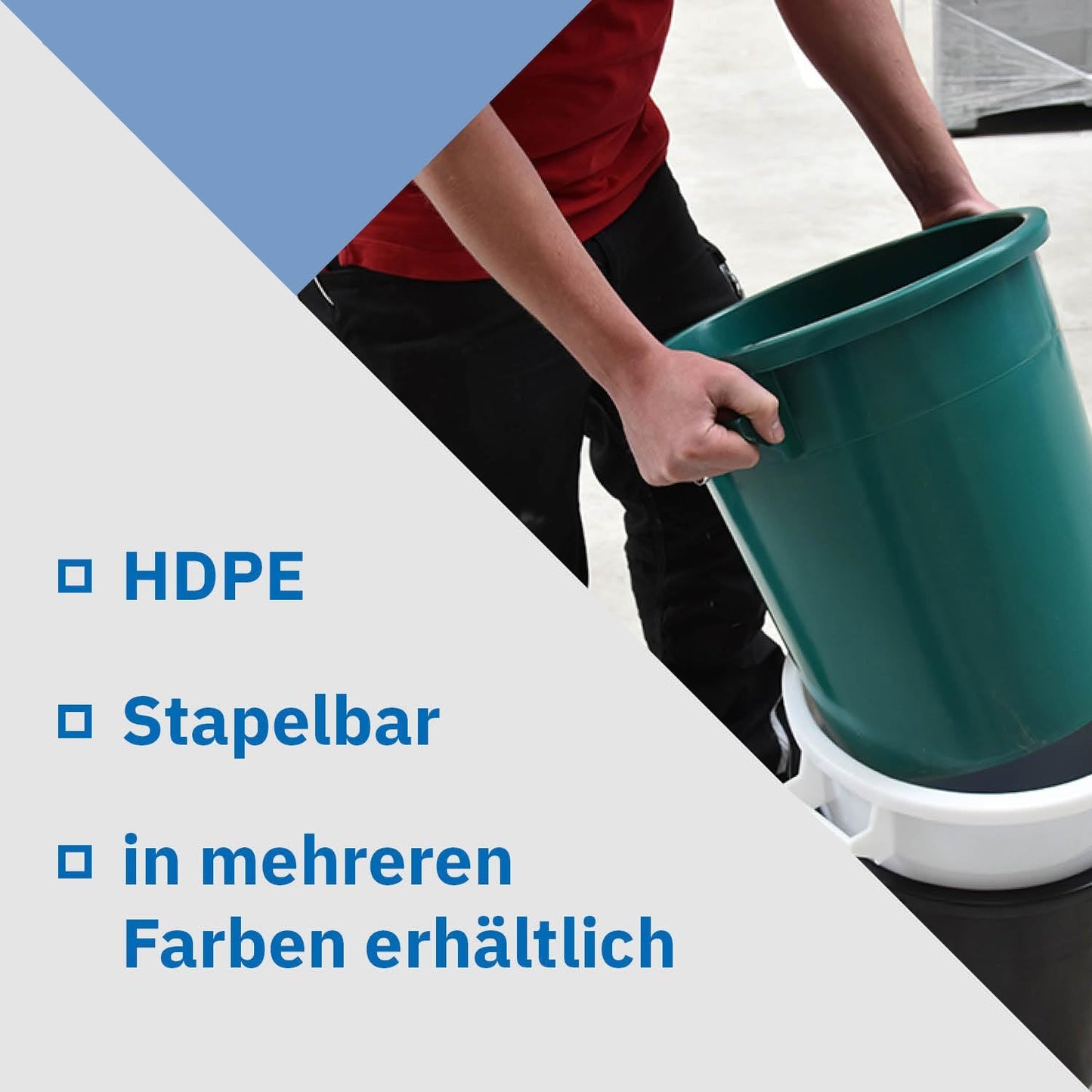 Stapelbare Kunststofftonnen mit Deckel, 3 Stück, Grün 3