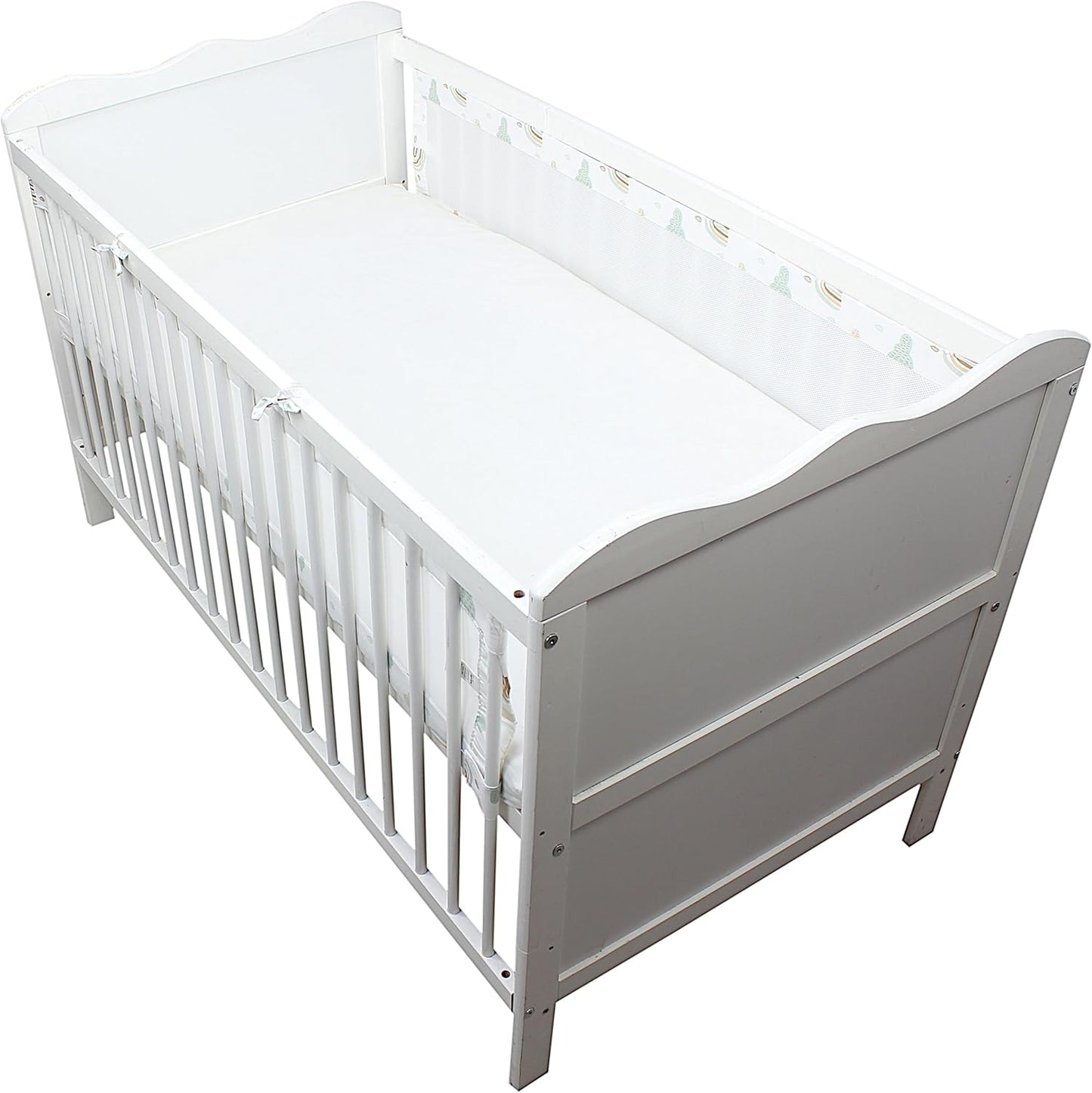 2er Pack Gitterstäbe Schutznetz für Babybett, ca. 128 x 30 cm (für Babybett 140x70) Regenbogen Wolken