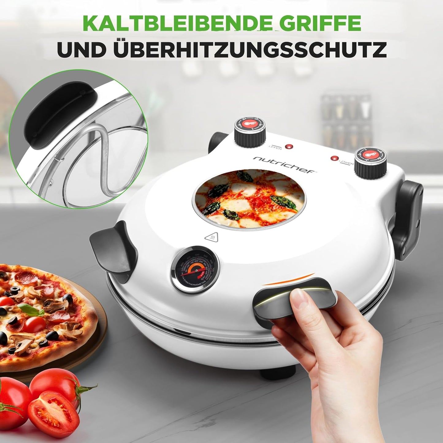 Pizzaofen mit Pizzastein, White