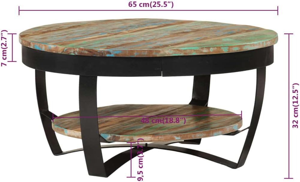 Massivholz Couchtisch Garret aus recyceltem Holz, recyceltes Massivholz, 65 x 32 cm