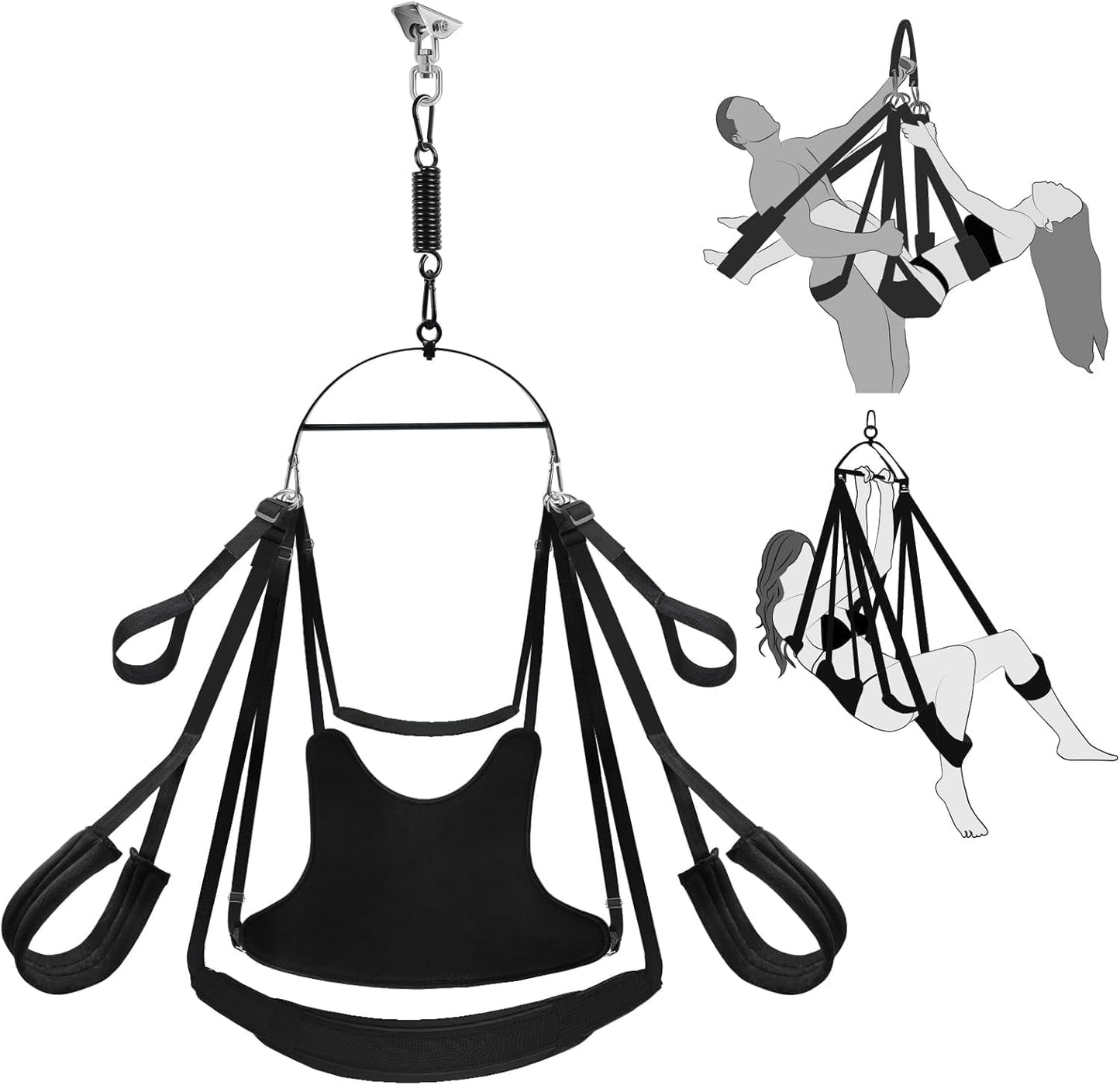 360° drehbare Sexschaukel mit Komfortsitz, Black