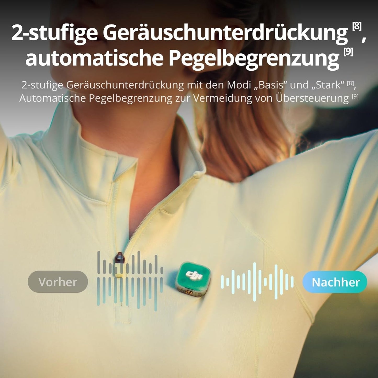 Kabelloses Lavalier Mikrofon mit Geräuschunterdrückung, Sender Mini 2 Sender